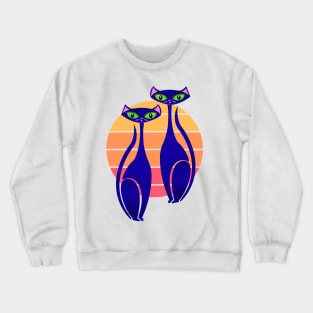 modern cat sunset Crewneck Sweatshirt